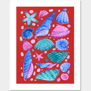 Shells watercolor hand drawn Posters and Art